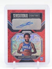 JULIAN CHAMPAGNIE 2022-23 PRIZM SENSATIONAL SIGNATURES RED AUTO ROOKIE RC Q5194