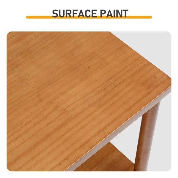 Mesa auxiliar de madera de 2 niveles pequeña mesa de centro de patio mesa de estante de almacenamiento lateral al aire libre Foto 3 de 4