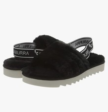 Koolaburra by UGG Slippers Fuzz'n Women's Size 4 Black Faux Fur Open Toe