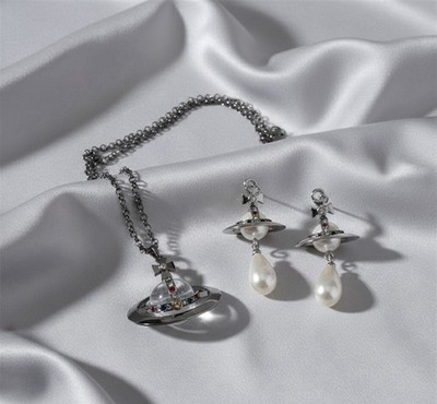 Orb Saturn Nana Jewellery Set Earrings And Orb Glass Necklace