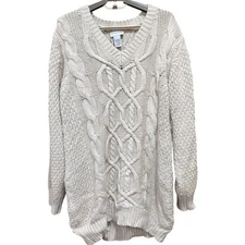 Soft Surroundings Sweater Women Size M Cream Silk Nylon Angora Blend PILLING