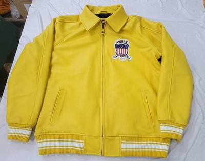 Herren Avirex Leder Bomberjacke Vintage Stil Flight Varsity Mantel Retro USA