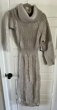 J Lux label Stone Monette cable knit dress XS Tan