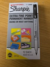 12 Pk Sanford BLACK Sharpie PERMANENT Markers Extra Fine Point 35001