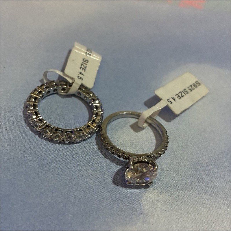 Maxine White Gold Plated CZ Engagement & Wedding 2-Piece Ring Set Size 4.5