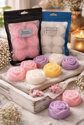 Handmade Wax Melts -6 Per Pack  5 oz  Total - Flower Shaped Floral Scents SPRING