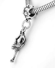 Sterling Silver Figure Skater Ice Skating Dangle Bead Charm