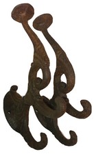 Iron Hooks Pair Of Ornate Rustic Singles For Hat Or Coat Rack