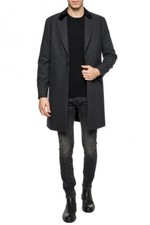 NEW Men's AllSaints  Farago  peak lapel coat in Charcoal - Size S S5859
