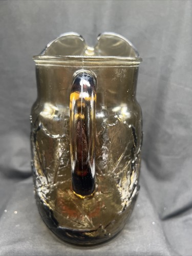 Vtg. ANCHOR HOCKING "SHERWOOD SPICY BROWN" 74 oz. PITCHER ~ Textured Leaf Design - Picture 3 of 14