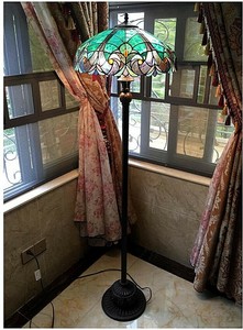 Teal Victorian Vintage Stained Glass Tiffany Style Floor Lamp Peacock 2 Light Ebay