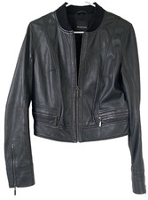 Marciano Black Lamb Leather Black Moto Jacket Guess Sz S