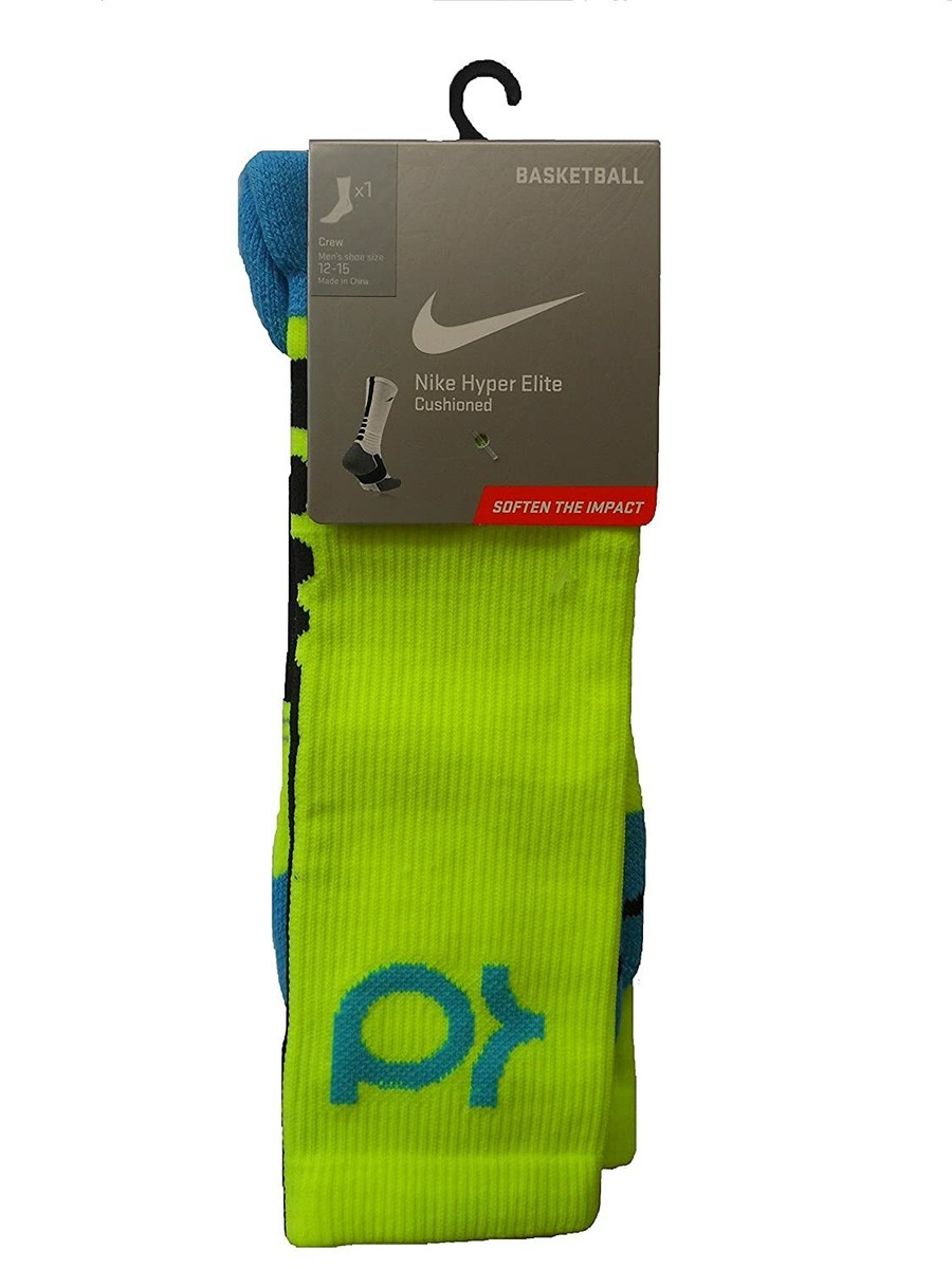 Nike HYPER ELITE KD Basketball Socks Volt/Blue SX4814-714 MEDIUM (MEN 6-8)