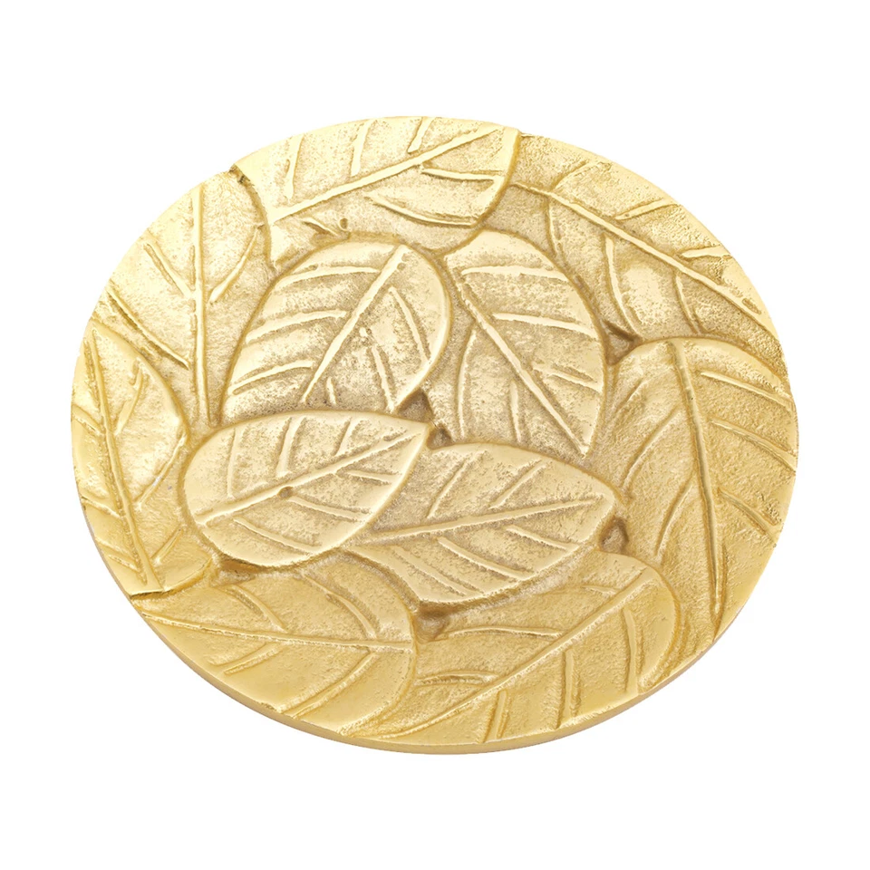 Rustikaler Kerzenteller Blattschale Ø12cm Aluminium Gold Untersetzer Dekoration