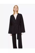 New Helmut Lang Women's Black Wool Belted Knit Cardigan Size M