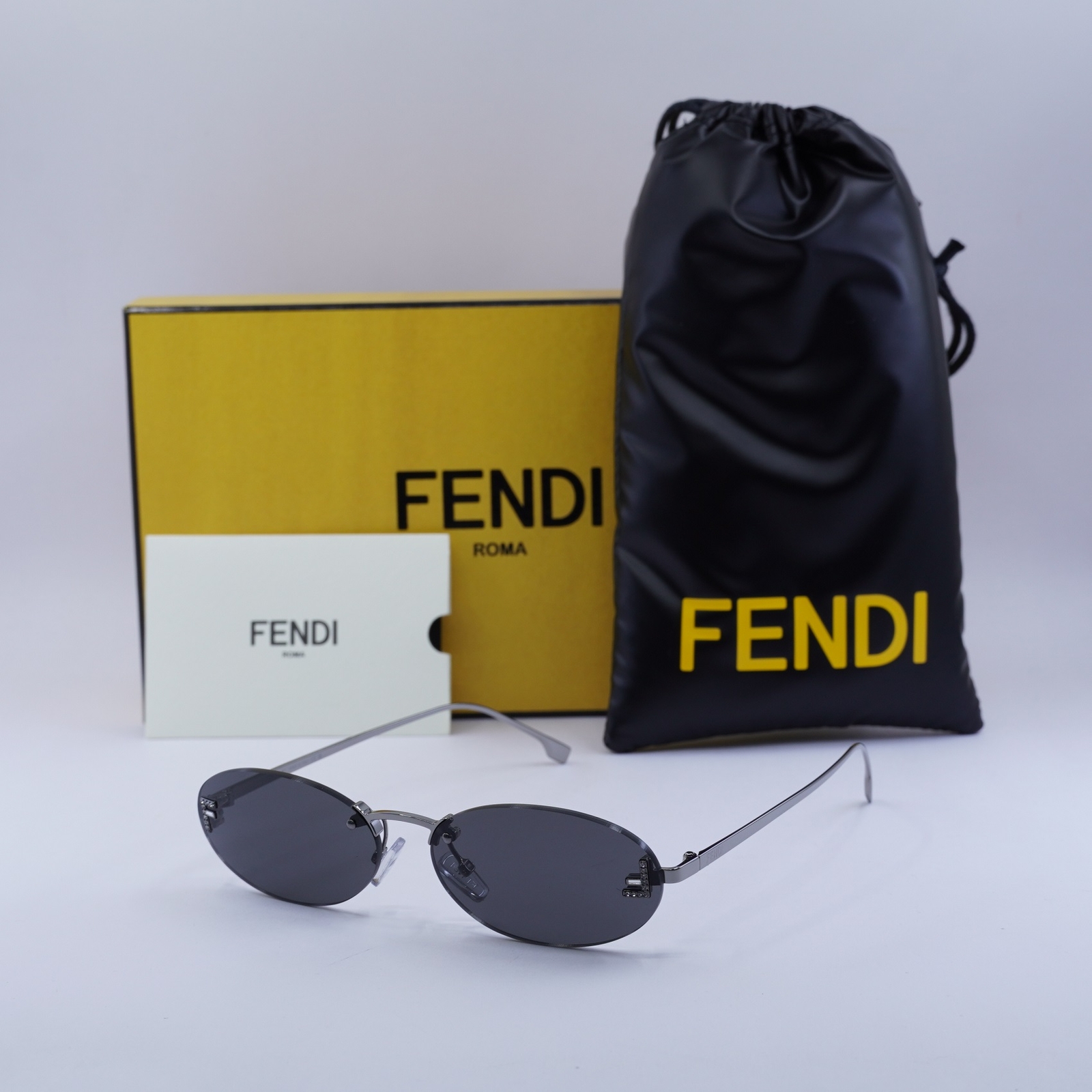 Fendi FE4075US 12A Ruthenium Grey Sunglasses 54-15-135 Authentic