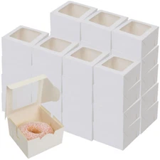 60 Pack 4 in Bakery Boxes Small Treat Boxes Cookie Boxes with Window Pastry Box