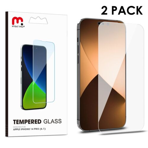 For iPhone 14 Pro (6.1") - [2-Pack] Clear Tempered Glass Screen Protector Film - Picture 1 of 6