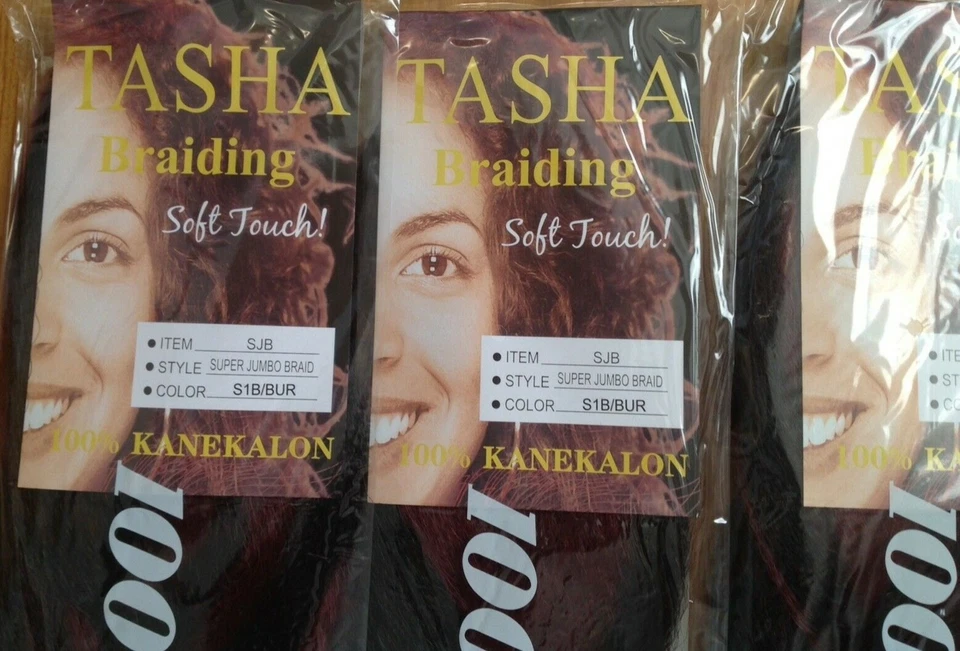 5 PACKS TRENZADO CABELLO DE TASHA 100% CENA KANEKALON JUMBO TRENZA COLOR 1B/BUR. Foto 3 de 4