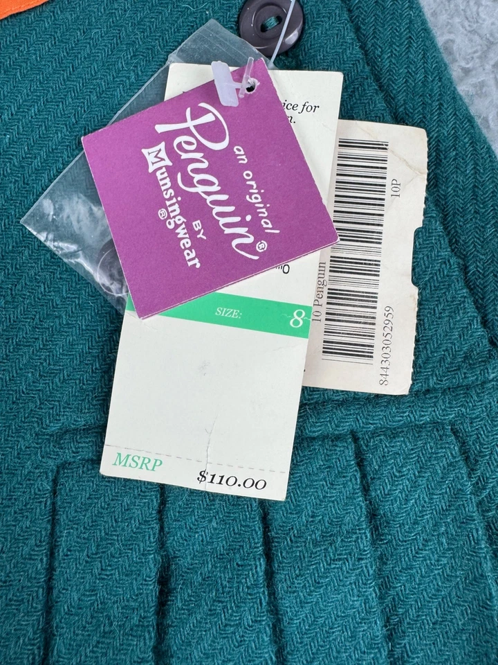 Falda Penguin by Munsingwear para mujer talla 8 de lana y viscosa nueva con etiquetas acento plisado verde Foto 4 de 4