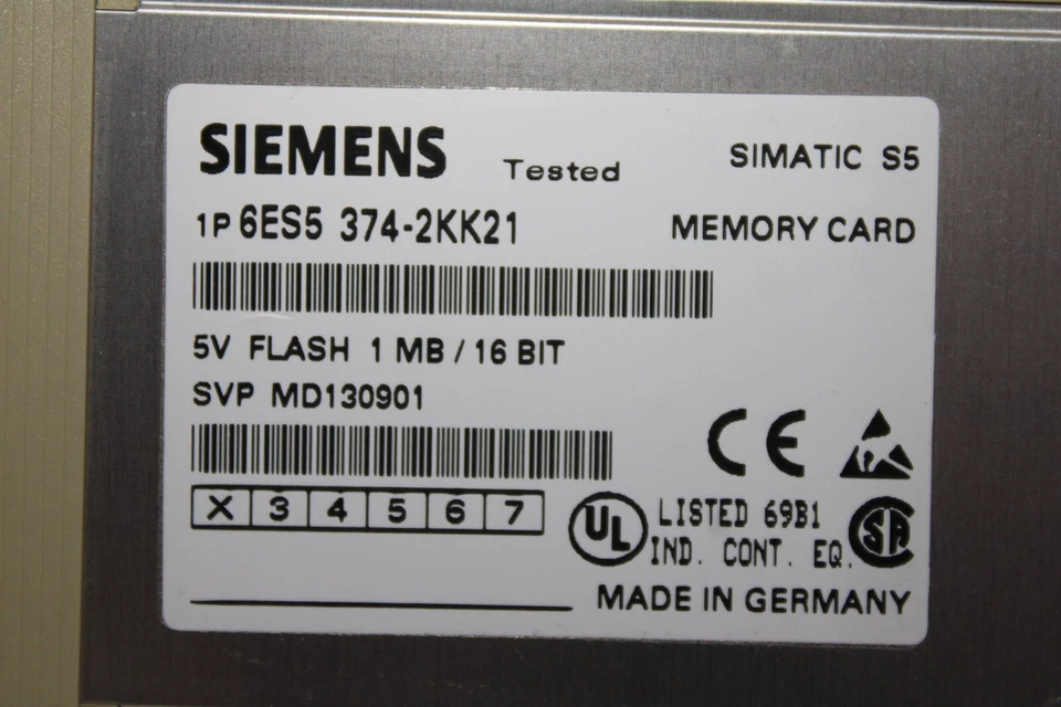 Siemens 6ES5374-2KK21 SIMATIC S5 MEMORY CARD 5V FLASH 1 MB / 16 BIT - Image 2 of 4