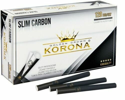GOLDEN CROWN KORONA Empty Cigarette Filter Tubes SLIM CARBON 5x120 (600ct.)