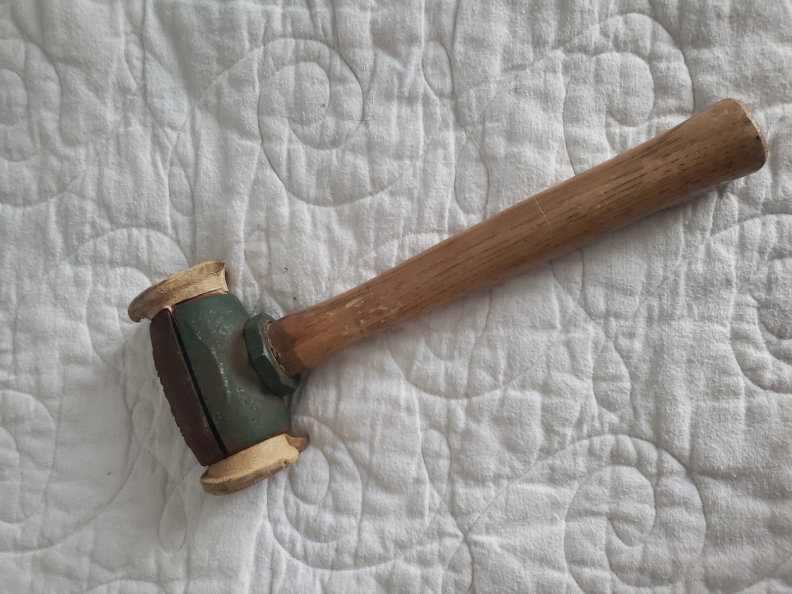 VINTAGE GARLAND SPLIT HEAD HAMMER MALLET RAW HIDE CAST IRON NO 3 SACO