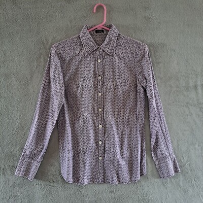 Crew Factory Womens Long Sleeve Leaf Pattern Button-Up Shirt Size Small 