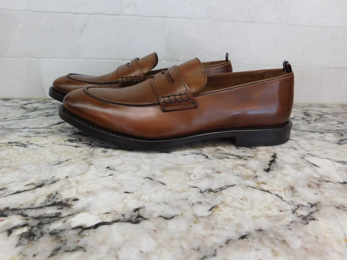 Oar stripe penny shop loafers in italian leather
