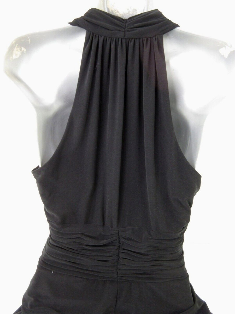 Jones NY Halter Dress Women's 10 Black Ruched Sliming Waist Fit Flare Sexy  | eBay