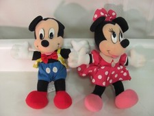 Vtg RARE Mattel Arcotoys 9" Mickey Minnie Mouse Plush Toys