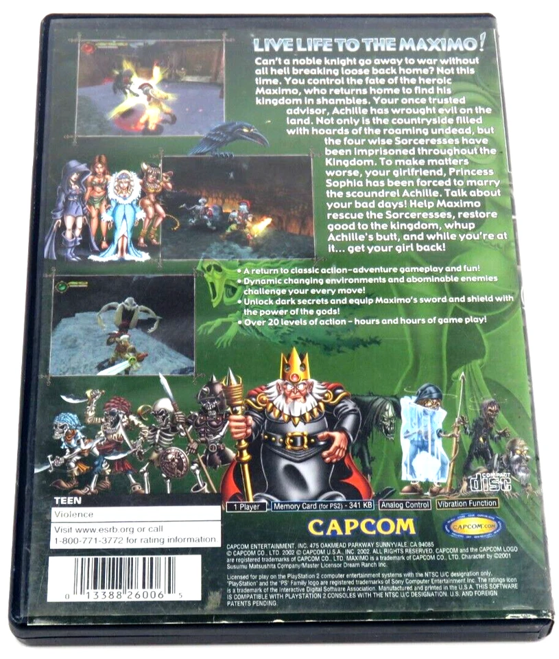 Maximo: Ghosts To Glory (PlayStation 2, 2002) PS2 Capcom (Case, CD & Manual) - Image 2 of 4