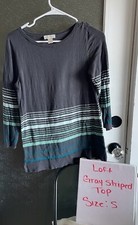 Loft Gray Striped Sweater Sz S