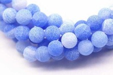 Blue Fire Agate Cracked Matte Round Beads 6mm 8mm 10mm 15" Strand