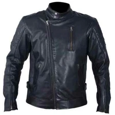 Stylish Black Men's Soft Leather Genuine Lambskin Handmade Biker Motorcycle