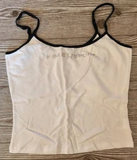 Y2K BEBE Sport Cami White Rhinestone NOS Size Large