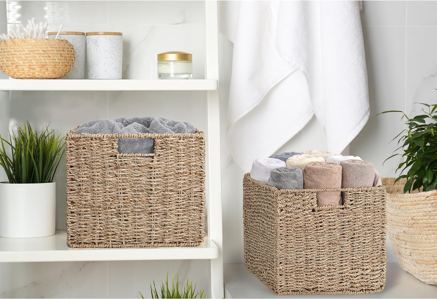Seagrass Storage Baskets, 12X12X10in Cube Wicker Storage Baskets eBay