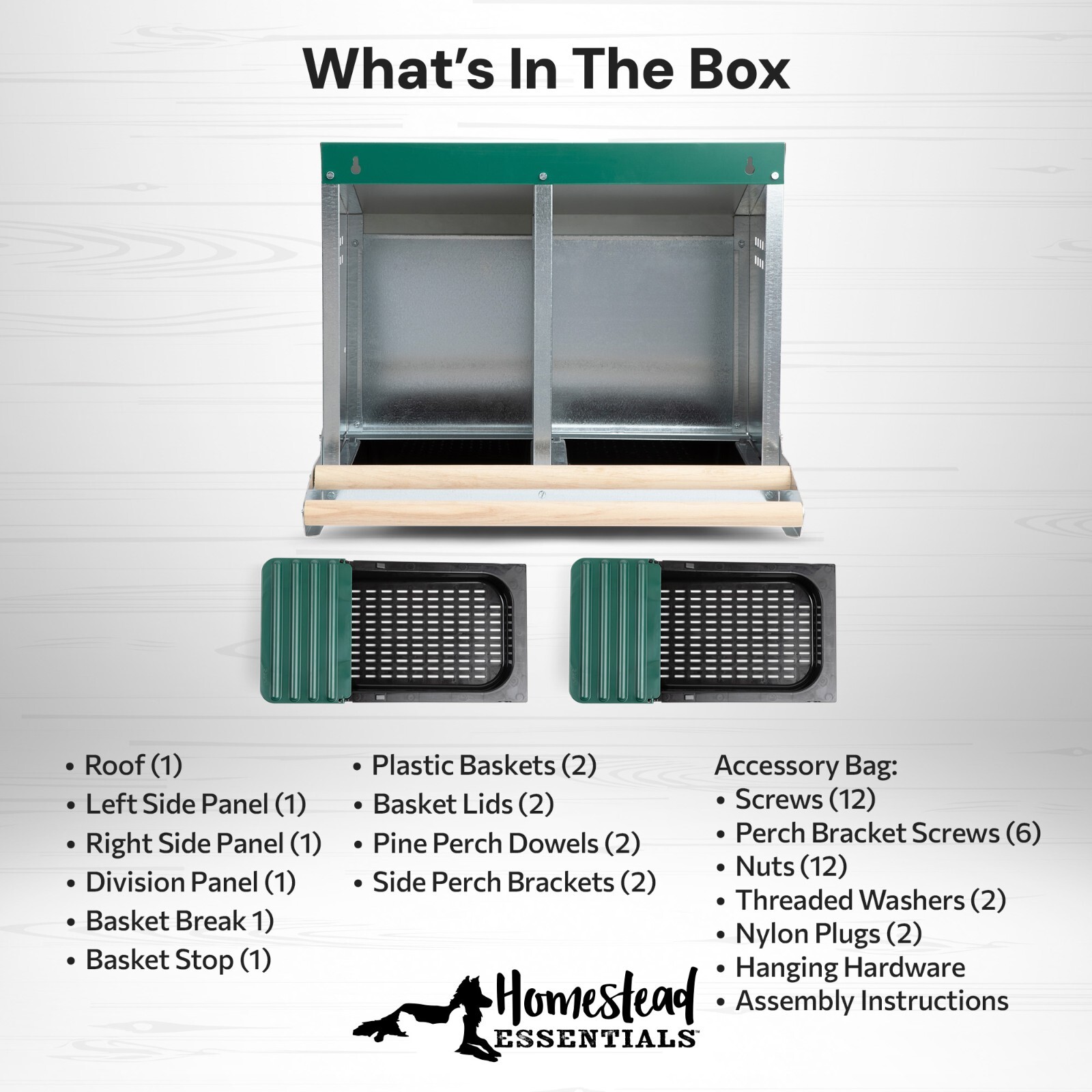 Nesting Rack Reverse Nesting Box Homestead Essentials 2 Compartment Reverse Roll Out Chicken Nesting Box ...