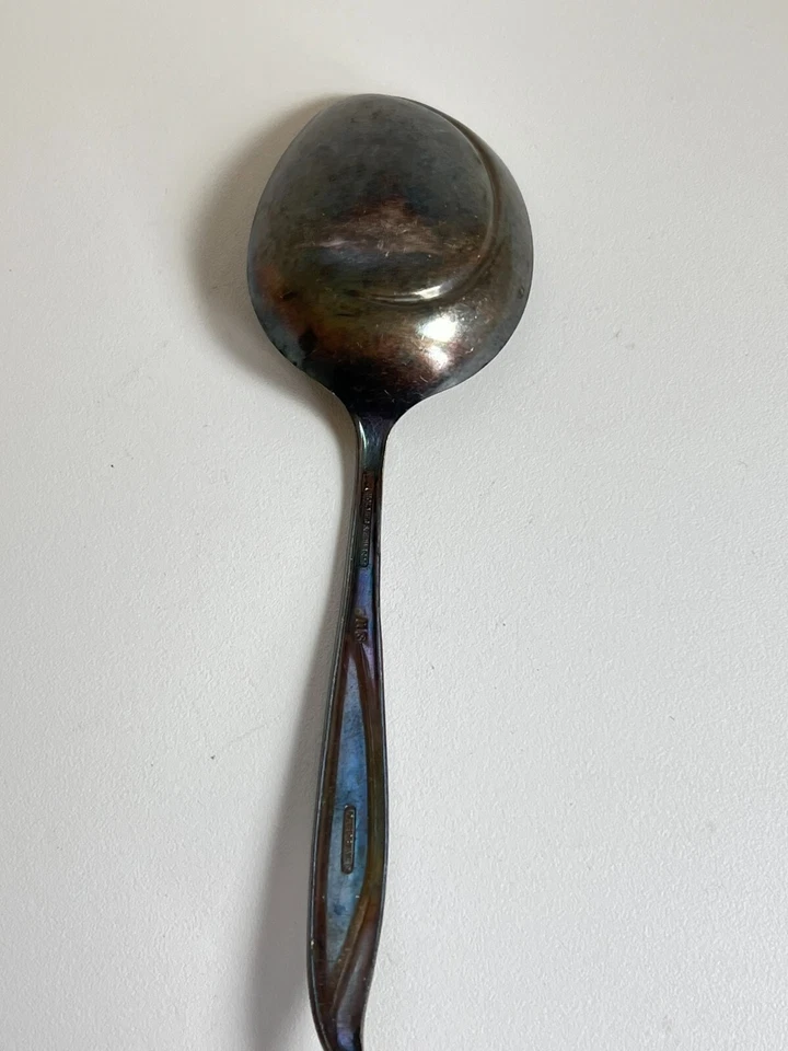 CUCHARA DE PLATA PROFUNDA VINTAGE HOLMES & EDWARDS "WOODSONG" 9"x2,5" Foto 2 de 4