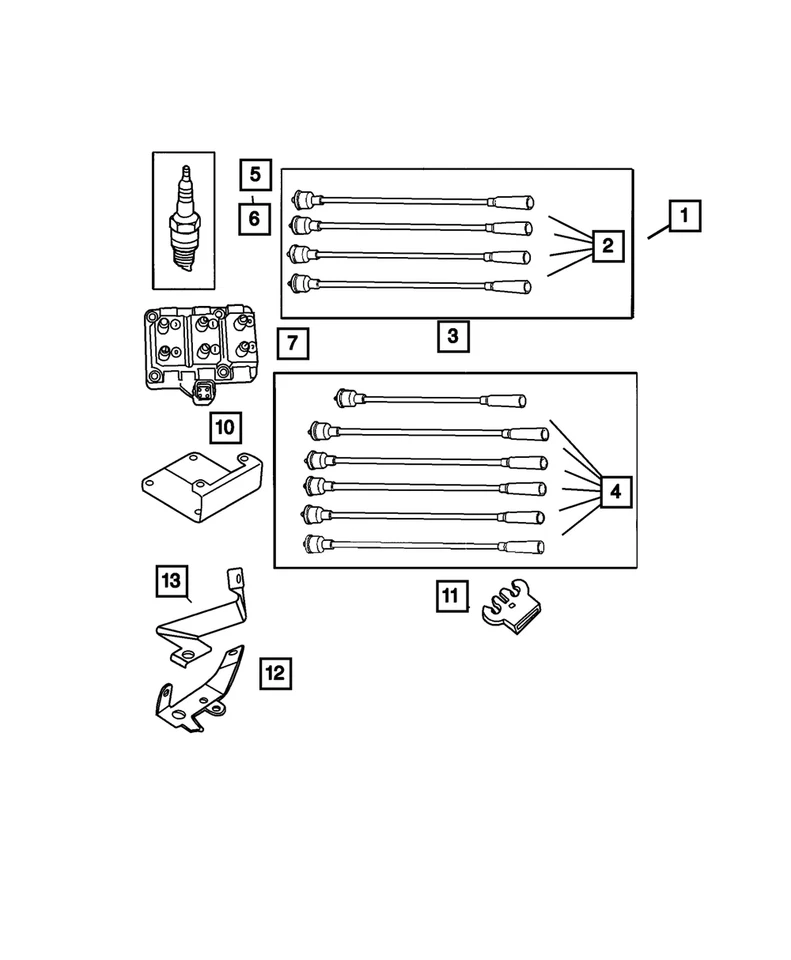 Paquete de cable de encendido Dodge Caravan 3.3 3.8 2001-10 OEM# 5019593AA Foto 4 de 4
