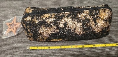 MAC small cosmetic / makeup zip pouch bag case. Metallic Rose Gold / black