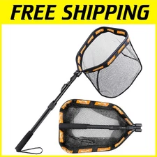 Telescopic Fishing Landing Net with Rubber Coating
