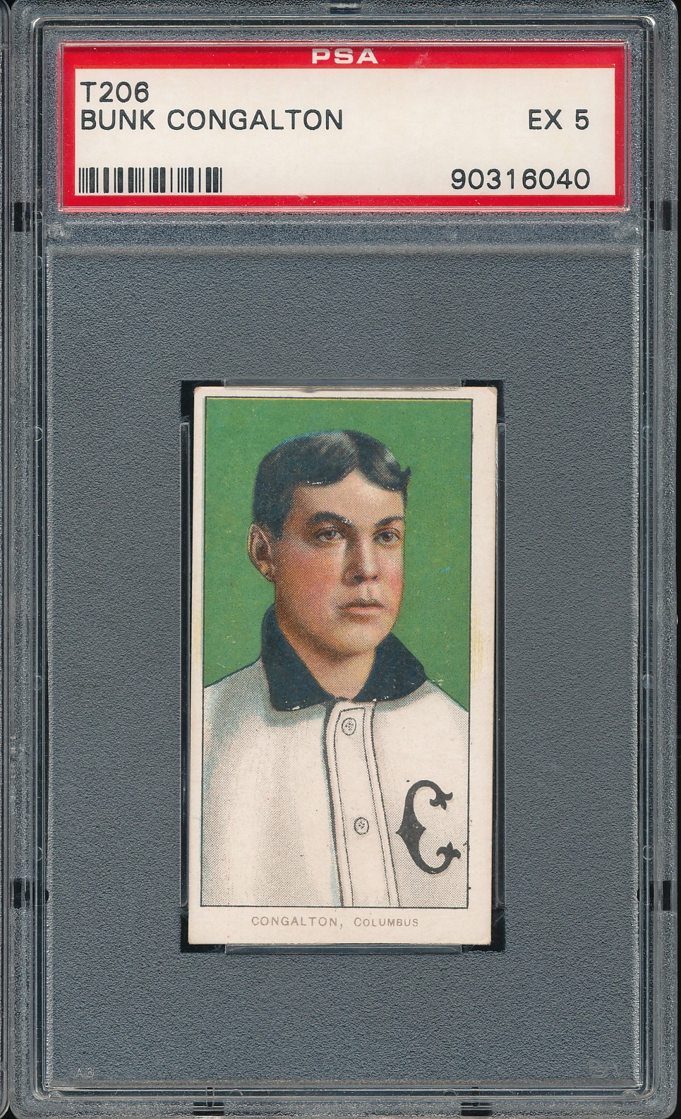 T206 Piedmont 350/25 Bunk Congalton PSA 5 - Columbus