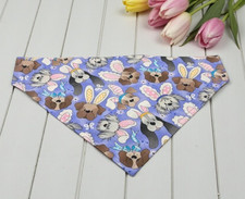 Easter Bunny Dog Bandana Purple OVER THE COLLAR Bandanas Slide Slip on Bandanna