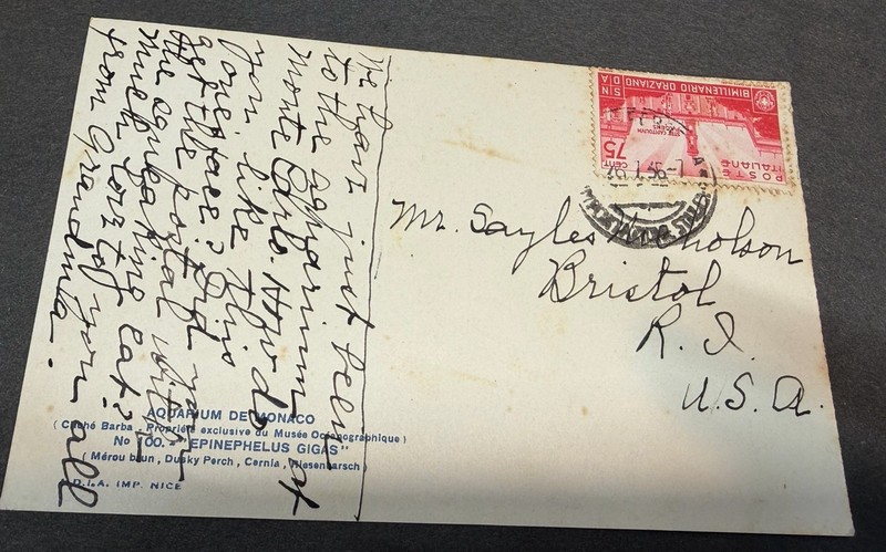 .29₵ Sale Beautiful Italy Postcard To US 1930’s Sc#363 Fish