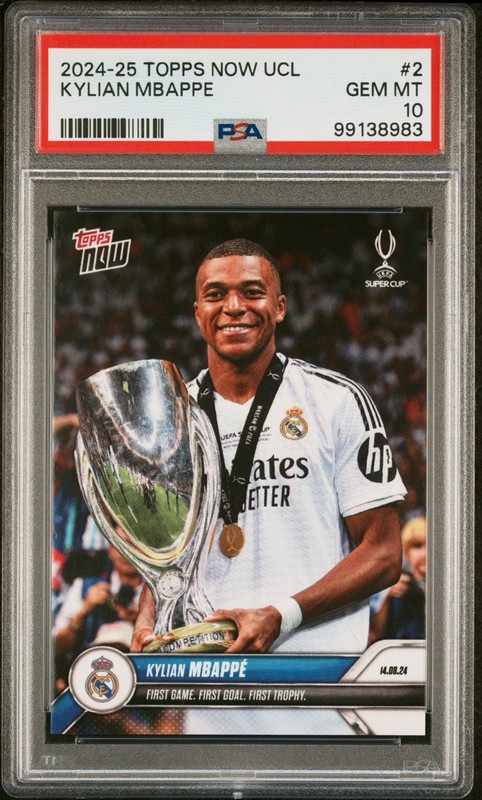 PSA 10 Kylian Mbappé First Goal 2024-25 Topps Now UCL #2 Real Madrid France