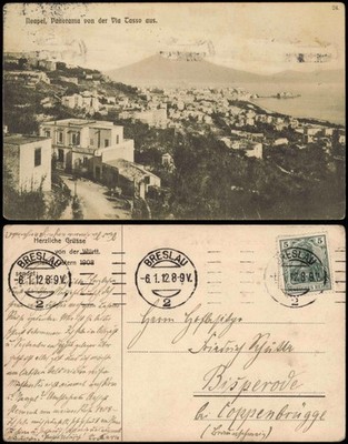 Cartolina Naples Napoli Panorama from Dia Tasso. 1912