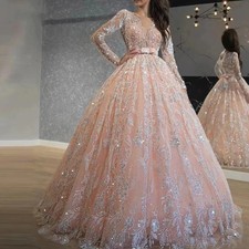 O-Neck Wedding Dresses Sequin Beaded Applique Floor-Length Bridal Ball Gowns