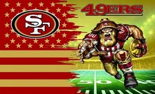 2 San Francisco 49ers Mascot US Flag Design Vinyl Stickers 5.5x3.5 Car Decals