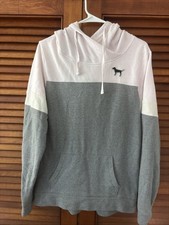 Victorias Secret PINK Hoodie Large Light Pink Top Gray Bottom Sweatshirt Medium
